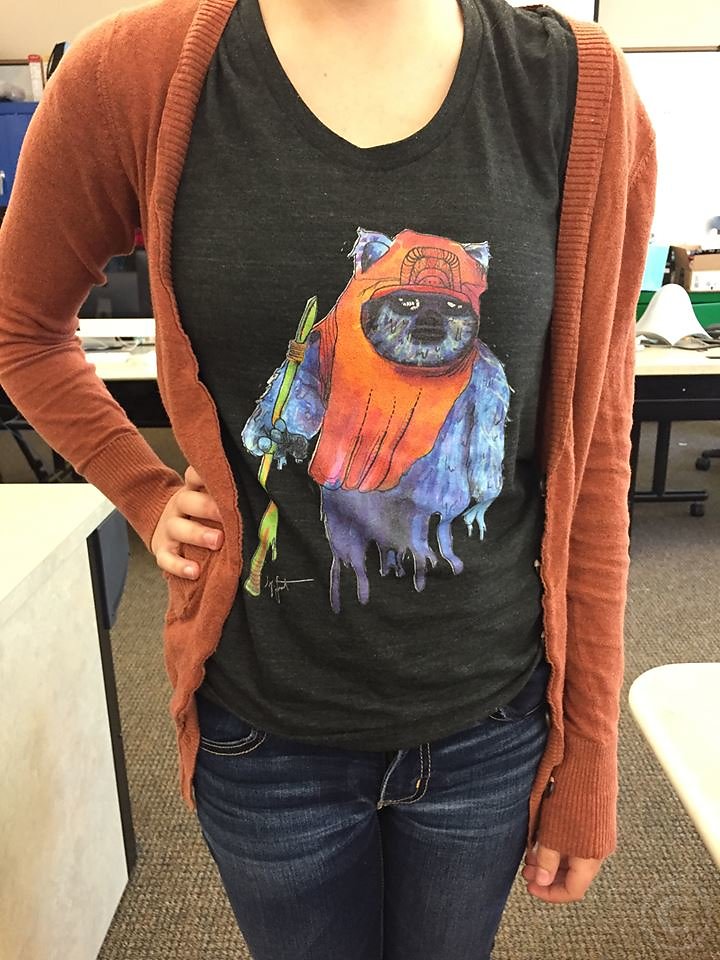A friend sporting my work on a T-shirt